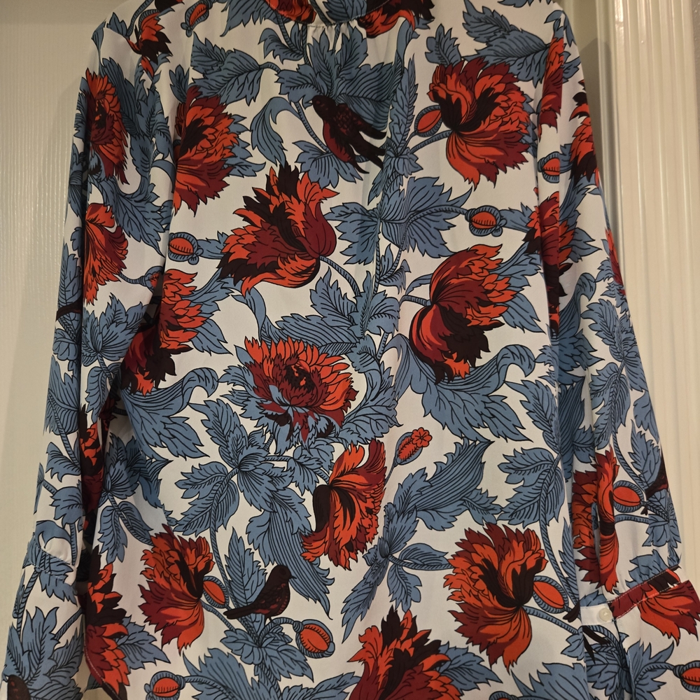 Ann Taylor Factory Red and Blue Floral Men's Shirt